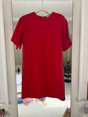 Gucci Red Short Sleeve Shift Dress with Side Stripe